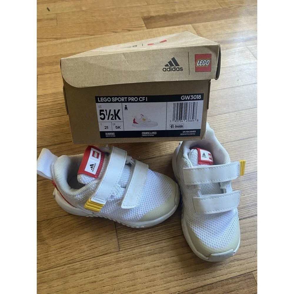 Adidas Lego Kids' Red White Size 5.5K Toddler Baby Sneakers With Box Rare GUC!